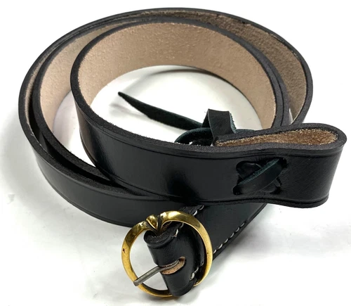 AMERICAN REVOLUTION CIVIL WAR MUSKET RIFLE LEATHER CARRY SLING W/ BRASS BUCKLE