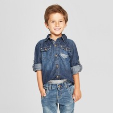 Genuine Kids by OSHKOSH Boys 5T Dark Blue Denim Long Sleeve shirt