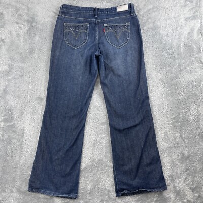 Levis Night Blues Jeans Women's 6M Blue Bootcut Rhinestone Accents