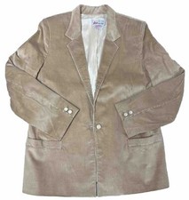 Vintage JBJ Sportswear Size 14 Corduroy Sports Jacket 1 Button Lined Beige