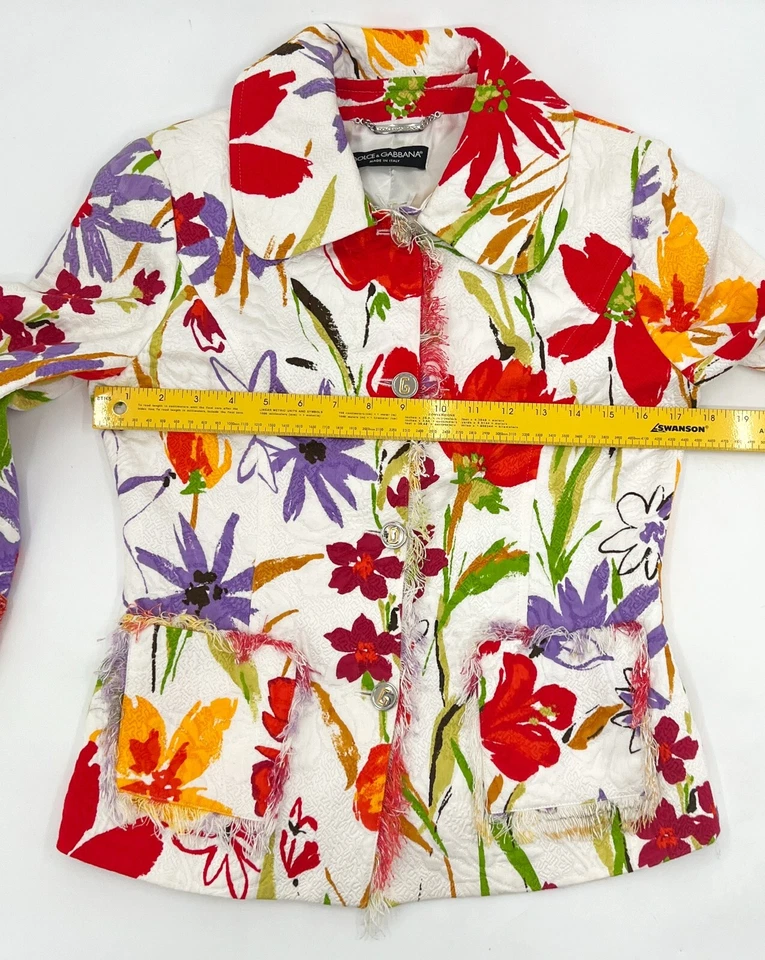 Dolce & Gabbana Jacket Womens 44 Button Up Floral Summer Embellished Collared - Image 3 of 4