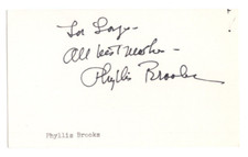 Phyllis Brooks Signed Index Card / Autographed Actress