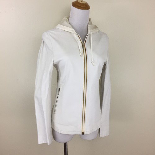 MIU MIU Italy 100% Leather Hooded Long Sleeve Jacket Womens sz 12EU/Small US - Picture 10 of 22