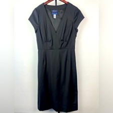 J. Crew Black Short Sleeve Super 120s 100% Wool Sheath V-neck Dress SIZE 4