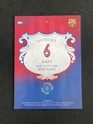 Xavi 2025 Topps FC Barcelona 125 Legacy Anniversary Soccer Base