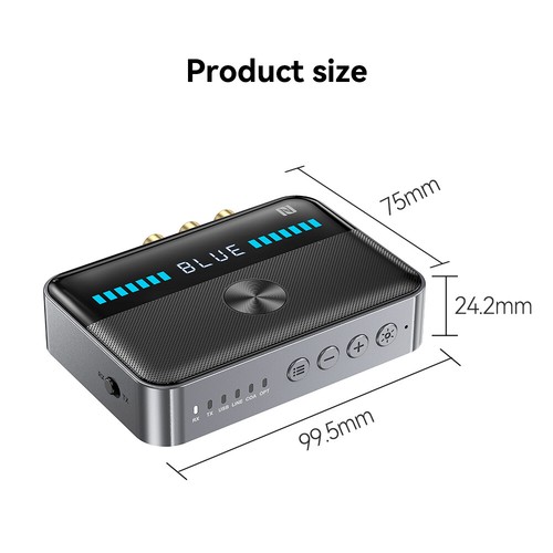 Drahtloser Bluetooth 5.3 Audiosender NFC Empfänger Stereo HiFi Adapter AUX - Afbeelding 2 van 13