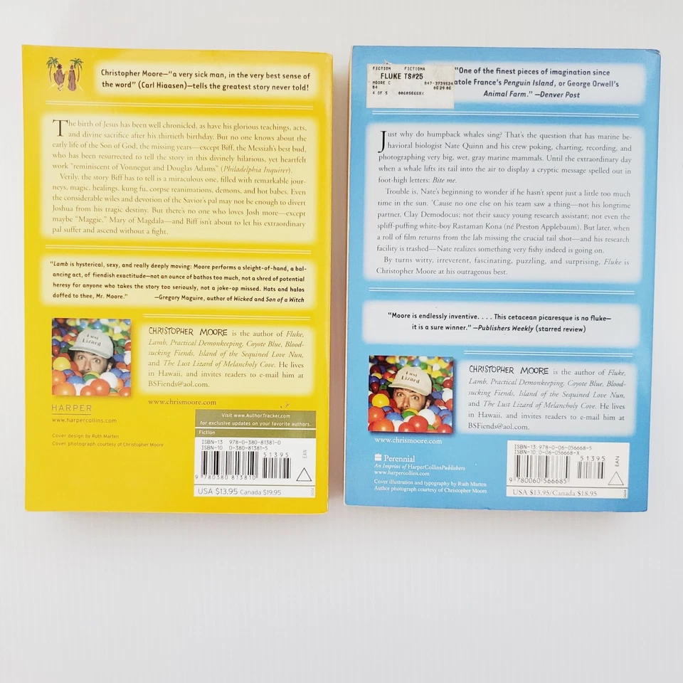 Christopher Moore Fluke & Lamb Lot of 2 Books Paperback Religion Humor Fiction - Image 3 of 4