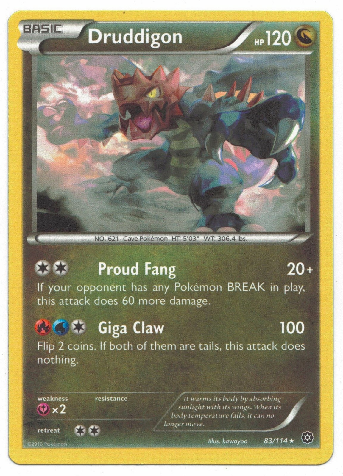 Pokemon Card: Druddigon 83/114 Steam Siege Set Rare Pack Fresh! NM
