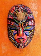 "The Mask" Papier Mache mask decor art fashion authentic 15 x 25 cm handmade