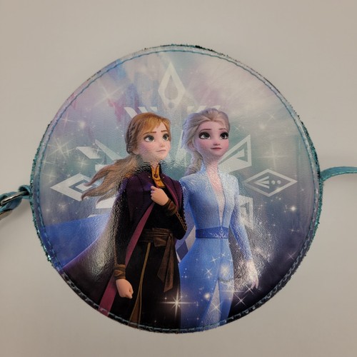 H&M Disney Frozen Purse Elsa & Anna 5" Round Child's Blue Glitter Crossbody Bag - Picture 5 of 10