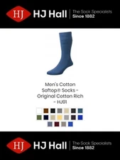 Mens HJ Hall Softop HJ91 Cotton Rich No Non Elastic Top Socks All Sizes