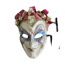Handmade adult size beautiful bells jester joker Mardi Gras Halloween mask