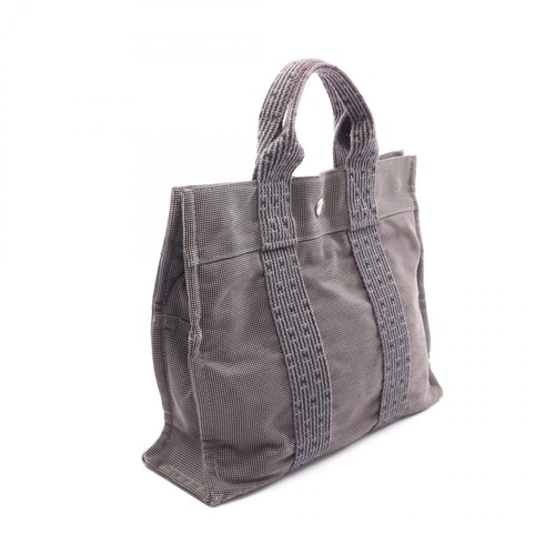HERMES Herline PM Hand Tote Bag Nylon canvas Gray Used Women SHW - Picture 2 of 11
