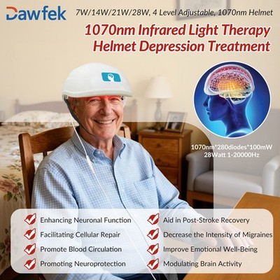 Dawfek 1070nm Infrared LED Helmet Brain Wellness Light Therapy Device for Stroke
