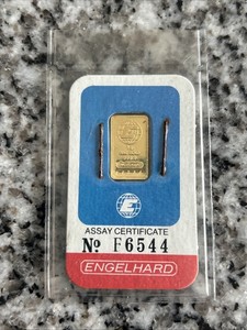 Vintage Engelhard 1 gram .9999 Fine Gold Bar in Assay No F6544