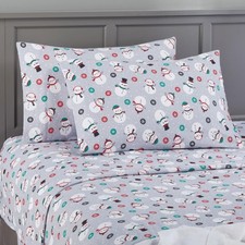 Cotton Flannel Sheet Set, 100 Cotton Brushed Flannel Bedding with Flat Sheet,