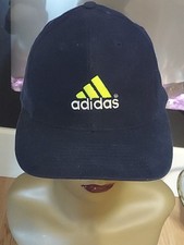 Vintage Adidas Hat Navy Blue/ Yellow White Emblem Adjustable/microfiber Feel