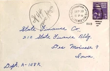 Massachusetts Florence Sta. Northampton 1949 numeral duplex.