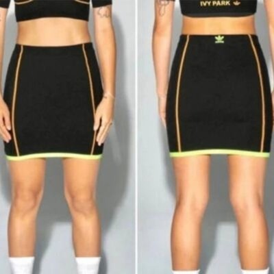 Adidas x Ivy Park Knit Mini Skirt Black Mesa NWT - Size Large
