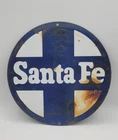 Vintage Santa Fe Railroad Railway Rustic Porcelain Enameled Metal Sign