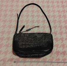 DOLCE GABBANA Shoulder Bag Tweed Black Authentic From Japan