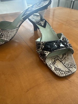 PRADA Schuhe Sandaletten Mules Sandalen Python Schmucksteine Kitten Heel Gr.42