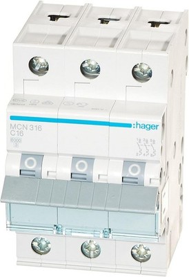 Hager MCN316 LS Schalter 16A 3-Polig 6kA C-Charakteristik