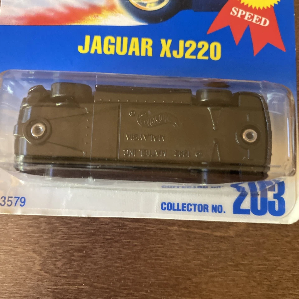 Hot Wheels: Jaguar XJ220 1991 - Ruedas de encaje en escamas de metal azul oscuro - Tarjeta de error Foto 3 de 4