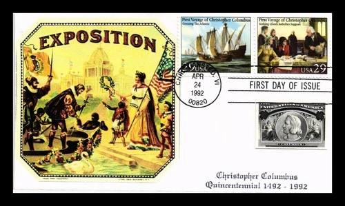 US COVER COLUMBUS FIRST VOYAGE 500TH ANNIVERSARY FDC COMBO S&T CACHETS