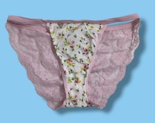 NEW Victoria's Secret VTG PINK Low Rise Lace String Bikini Panty Large Floral