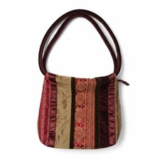 Vintage Paisley Velvet Satin Shoulder Bag - Boho Handbag - Excellent