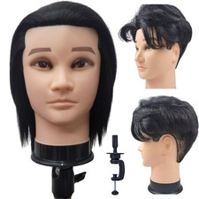 Male Mannequin Head With Human Hair Barber Practice Cosmetology With Stand