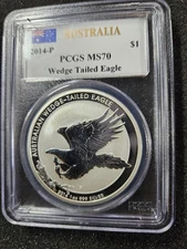 🌟 2014-P $1 PCGS MS70 Australia Wedge Tailed Eagle 1 oz SILVER MERCANTI SIGNED