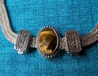 Gorgeous Lori Bonn Sterling Silver Bracelet With Tiger's Eye Stone Toggle Clasp
