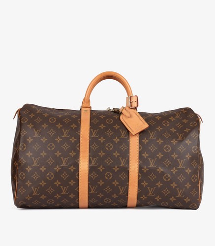 Louis Vuitton Brown Monogram Coated Canvas & Vachetta Leather Vintage Keepall 50