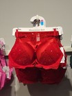 Primark 2 sizes bigger boost maximise BRA THONG set Push Up THICK Pad KnickerRed