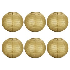6pcs 8 Inch Folding Hanging Paper Lanterns Medium Lampshade Gold