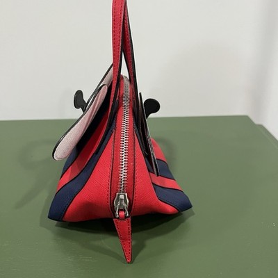 Gucci Children'S Bee Handbag Mini Bag Tote Leather Red White Navy