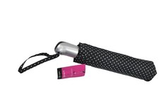 ShedRain Umbrella Black Polka Dot Compact Folding Auto Open Womens One Size