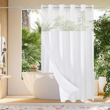 No Hook Waffle Weave Shower Curtain with Snap-in 72"W x 74"L Pack of 1 White