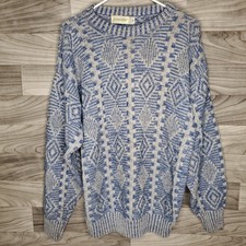 Vintage St Johns Bay Knit Sweater Size M Made In USA Cotton Acrylic Pattern