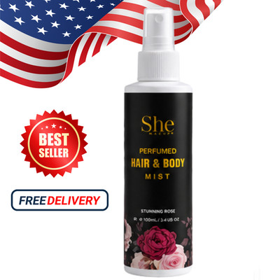 She Hair & Body Mist 100ml Stunning Rose Perfume Spray Long Lasting Women