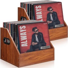 2 Pack Vinyl Record Storage Wooden Record Crate Box Vinyl Album Storage Record