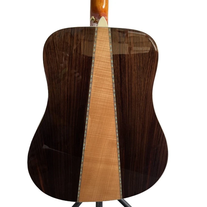 Factory D45 Acoustic guitar Spruce Top Rosewood Flame Maple Back EQ Cherry Burst - Image 4 of 4
