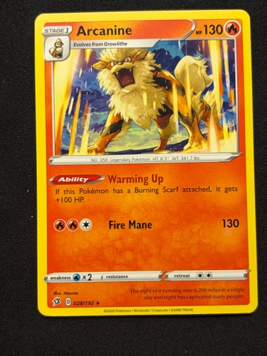 ARCANINE 028/192 REBEL CLASH POKEMON