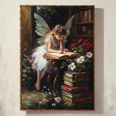 Fee liest ein Buch skurril Märchenwand verzaubert magische Ecke Mädchen Schlafzimmer