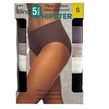 Felina Pima Cotton Wide Waistband Hipster Panties 5 Pack S Classic NWT