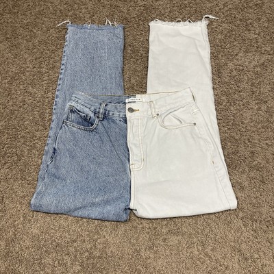 Pacsun Two Tone Hi Rise Straight Leg Jeans 27 Color Block Patchwork Distressed