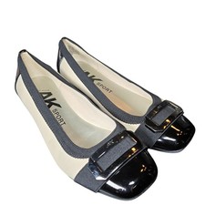 Anne Klein AKuplift Sport Black White Ballet Flats Buckle Size 6.5 Excellent