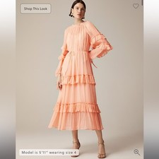 J.Crew Tiered ruffle dress in chiffon Glowy Peach 4